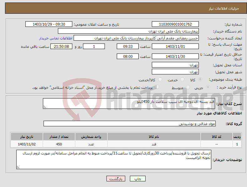 تصویر کوچک آگهی نیاز انتخاب تامین کننده-قند بسته ای دوحبه ای سیب سلامت دار 450کیلو 