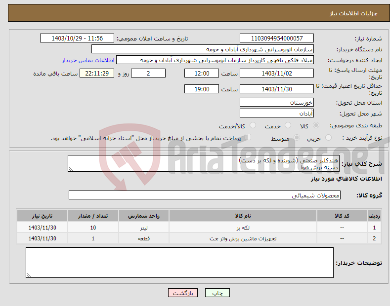 تصویر کوچک آگهی نیاز انتخاب تامین کننده-هندکلیر صنعتی (شوینده و لکه بر دست) دسته برش هوا