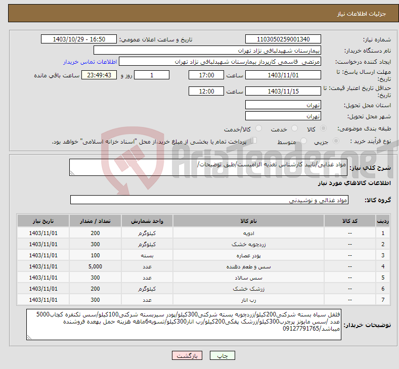 تصویر کوچک آگهی نیاز انتخاب تامین کننده-مواد غذایی/تایید کارشناس تغذیه الزامیست/طبق توضیحات/