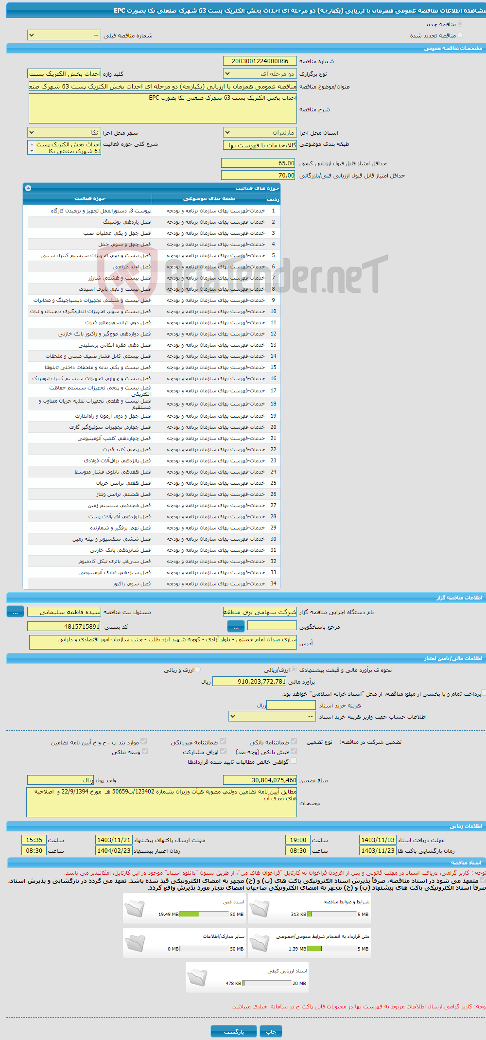 تصویر کوچک آگهی مناقصه عمومی همزمان با ارزیابی (یکپارچه) دو مرحله ای احداث بخش الکتریک پست 63 شهرک صنعتی نکا بصورت EPC 