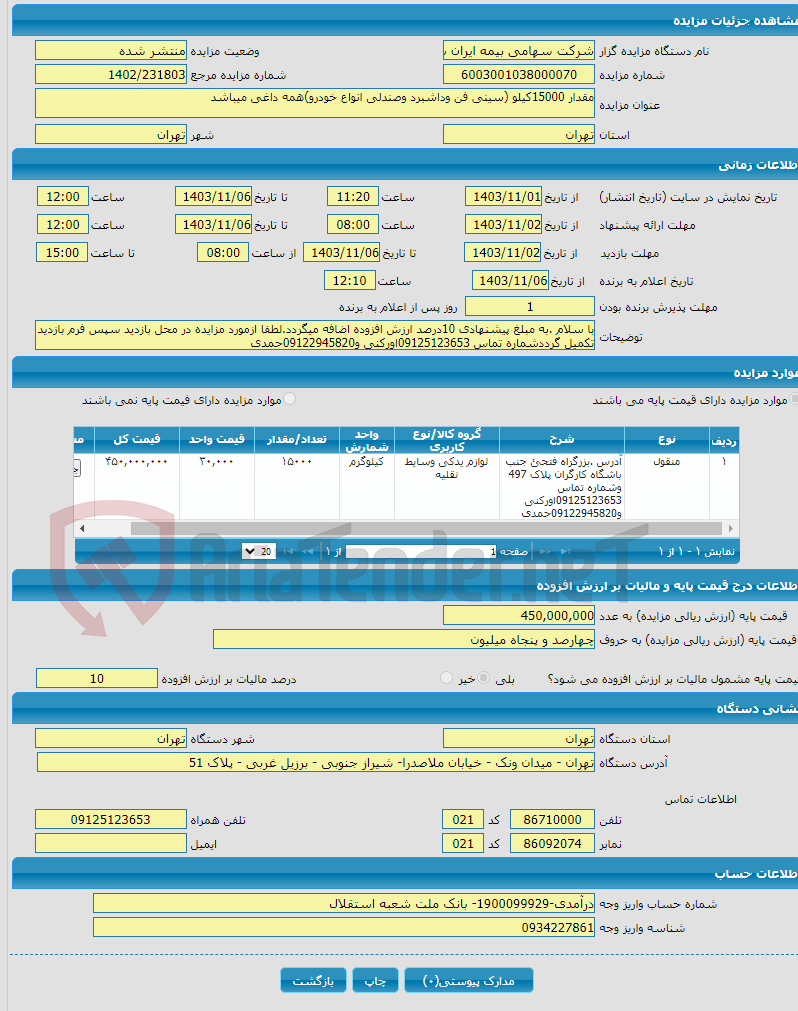 تصویر کوچک آگهی مقدار 15000کیلو (سینی فن وداشبرد وصندلی انواع خودرو)همه داغی میباشد
