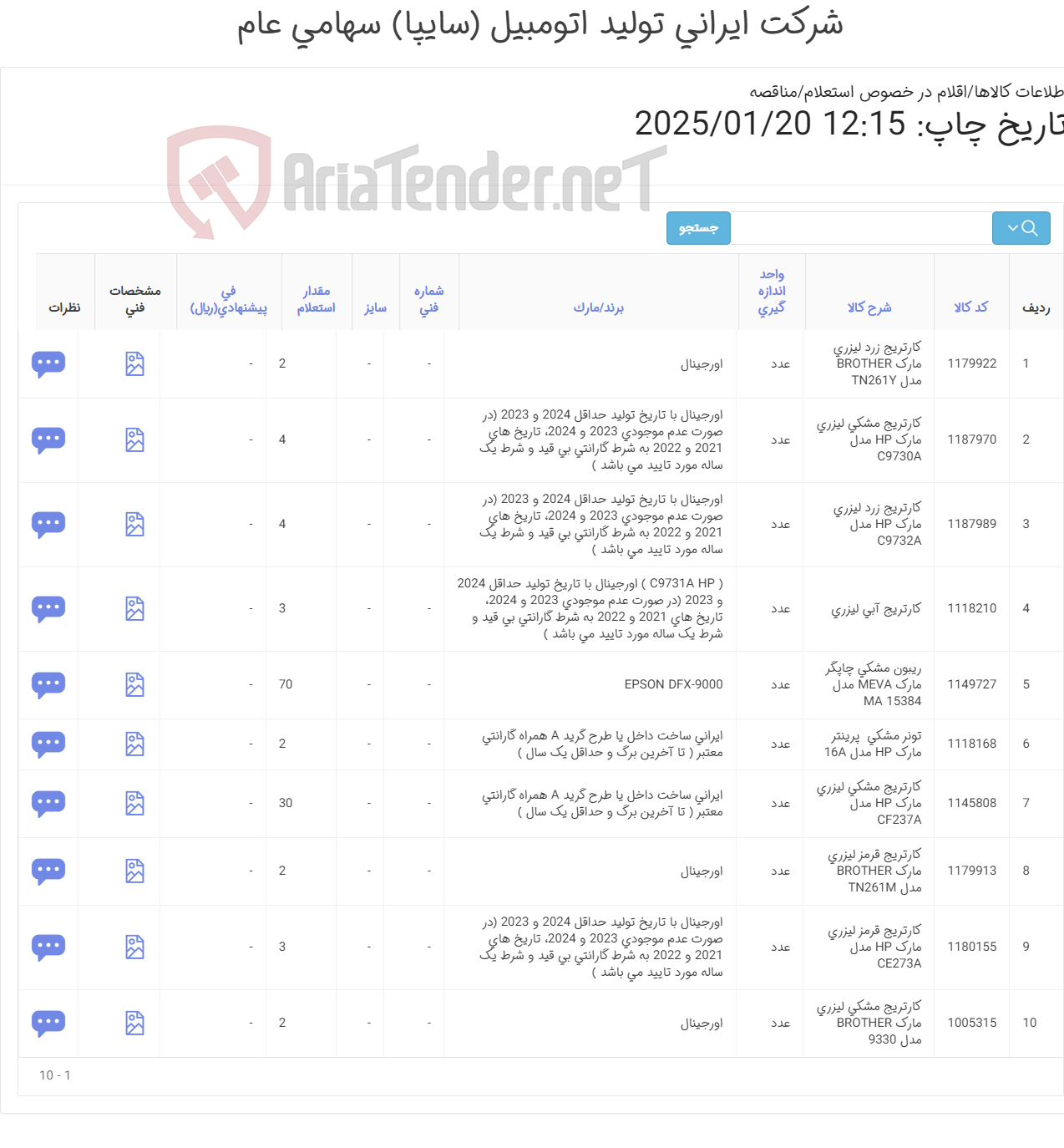 تصویر کوچک آگهی اقلام مواد مصرفی ماشین های اداری