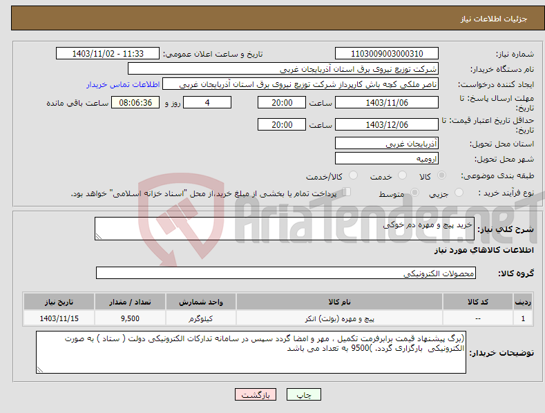تصویر کوچک آگهی نیاز انتخاب تامین کننده-خرید پیچ و مهره دم خوکی