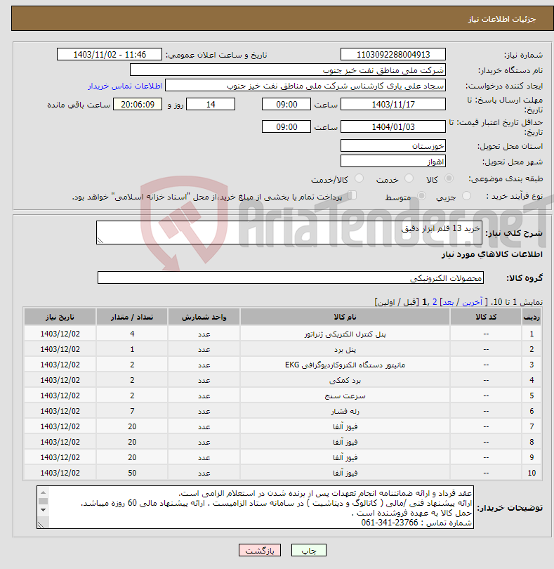 تصویر کوچک آگهی نیاز انتخاب تامین کننده-خرید 13 قلم ابزار دقیق