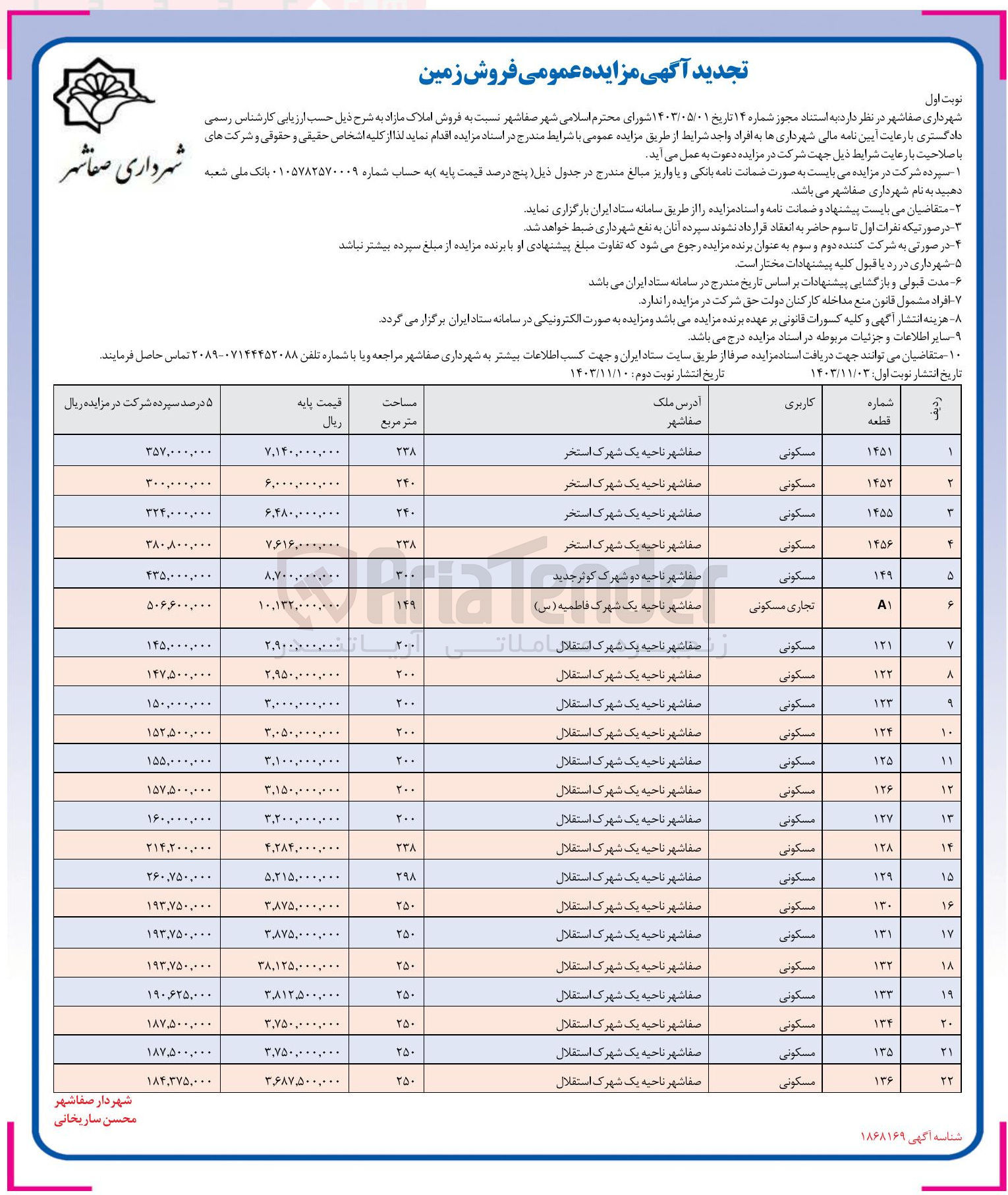 تصویر کوچک آگهی فروش املاک در 22 ردیف با کاربری مسکونی، تجاری