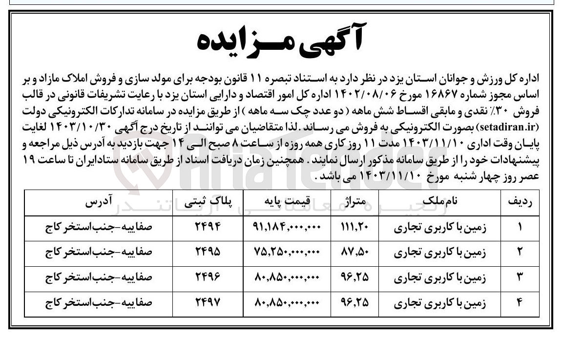 تصویر کوچک آگهی مولد سازی و فروش املاک در 4 ردیف با کاربری تجاری