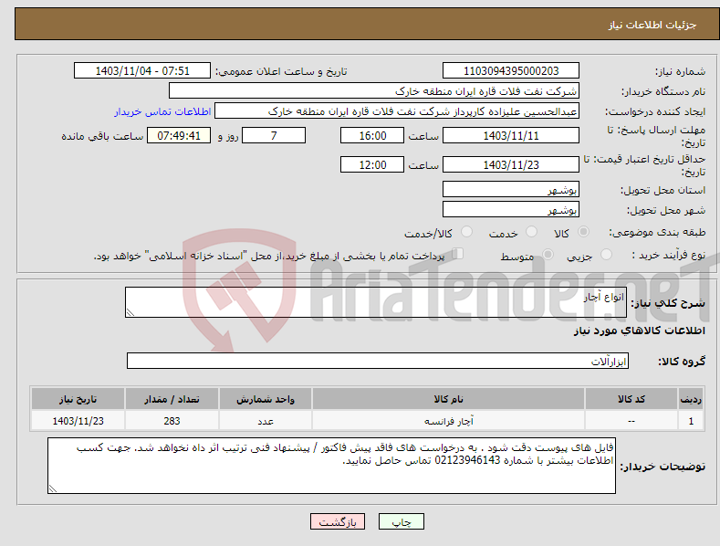 تصویر کوچک آگهی نیاز انتخاب تامین کننده-انواع آچار
