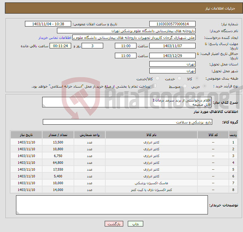 تصویر کوچک آگهی نیاز انتخاب تامین کننده-اقلام درخواستی از برند سرمد درمان 1 فایل ضمیمه