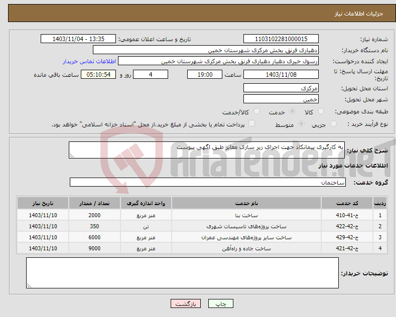 تصویر کوچک آگهی نیاز انتخاب تامین کننده-به کارگیری پیمانکاذ جهت اجرای زیر سازی معابر طبق اگهی پیوست