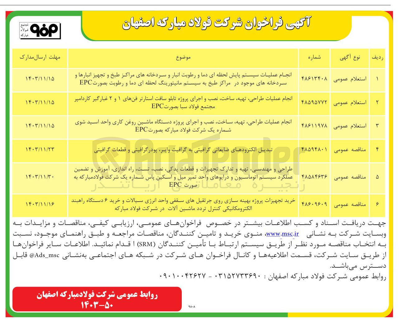 تصویر کوچک آگهی خرید تجهیزات پروژه بهینه سازی روی جرثقیل های سقفی واحد انرژی سیالات و خرید ۶ دستگاه راهبند الکترومکانیکی کنترل تردد ماشین آلات در شرکت فولاد مبارکه 
