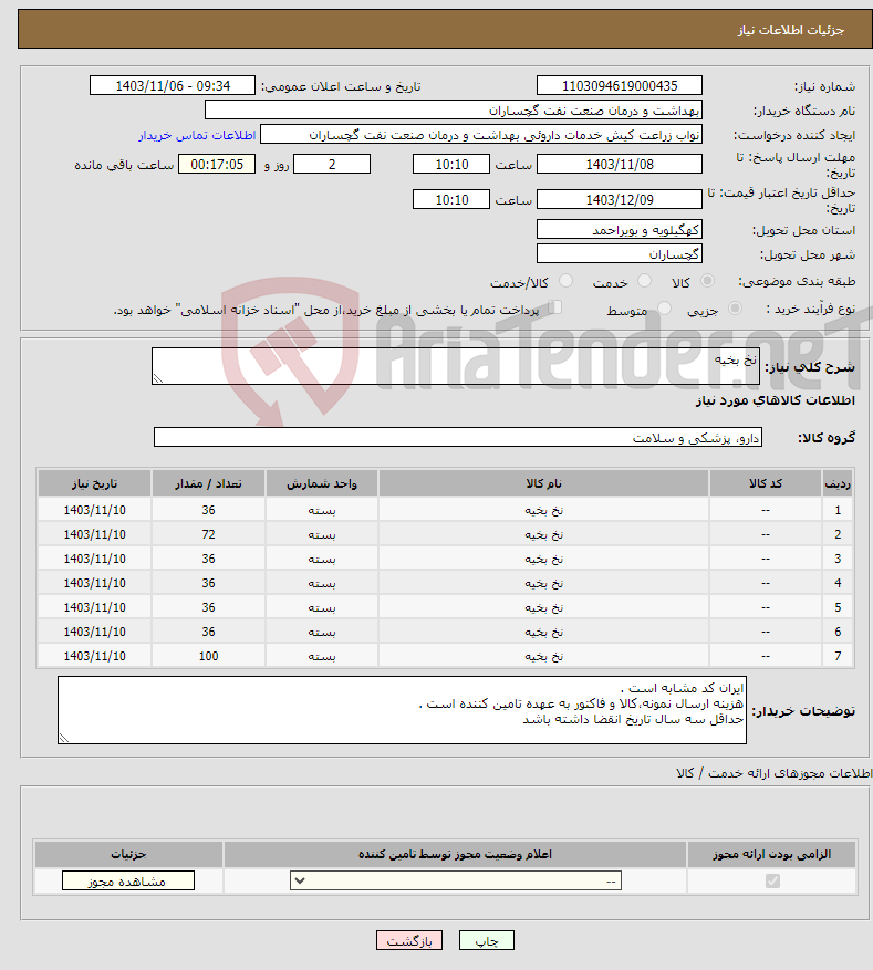 تصویر کوچک آگهی نیاز انتخاب تامین کننده-نخ بخیه