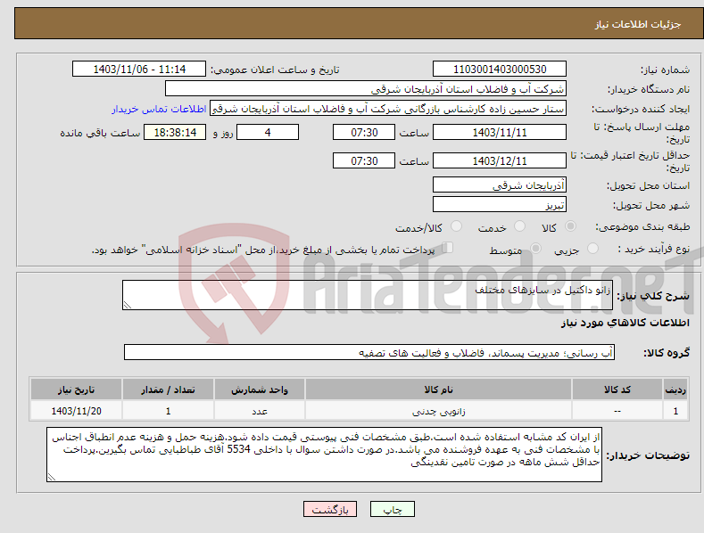 تصویر کوچک آگهی نیاز انتخاب تامین کننده-زانو داکتیل در سایزهای مختلف