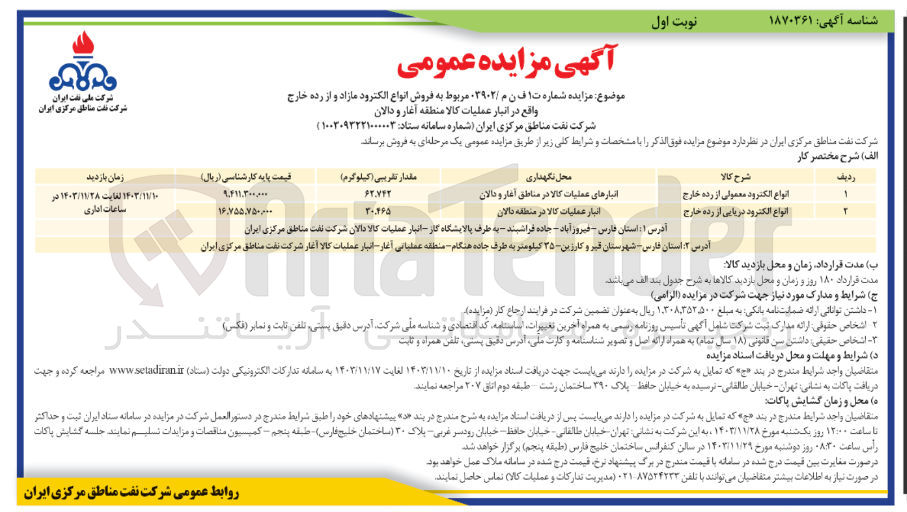 تصویر کوچک آگهی  فروش انواع الکترود معمولی و دریایی مازاد و از رده خارج 