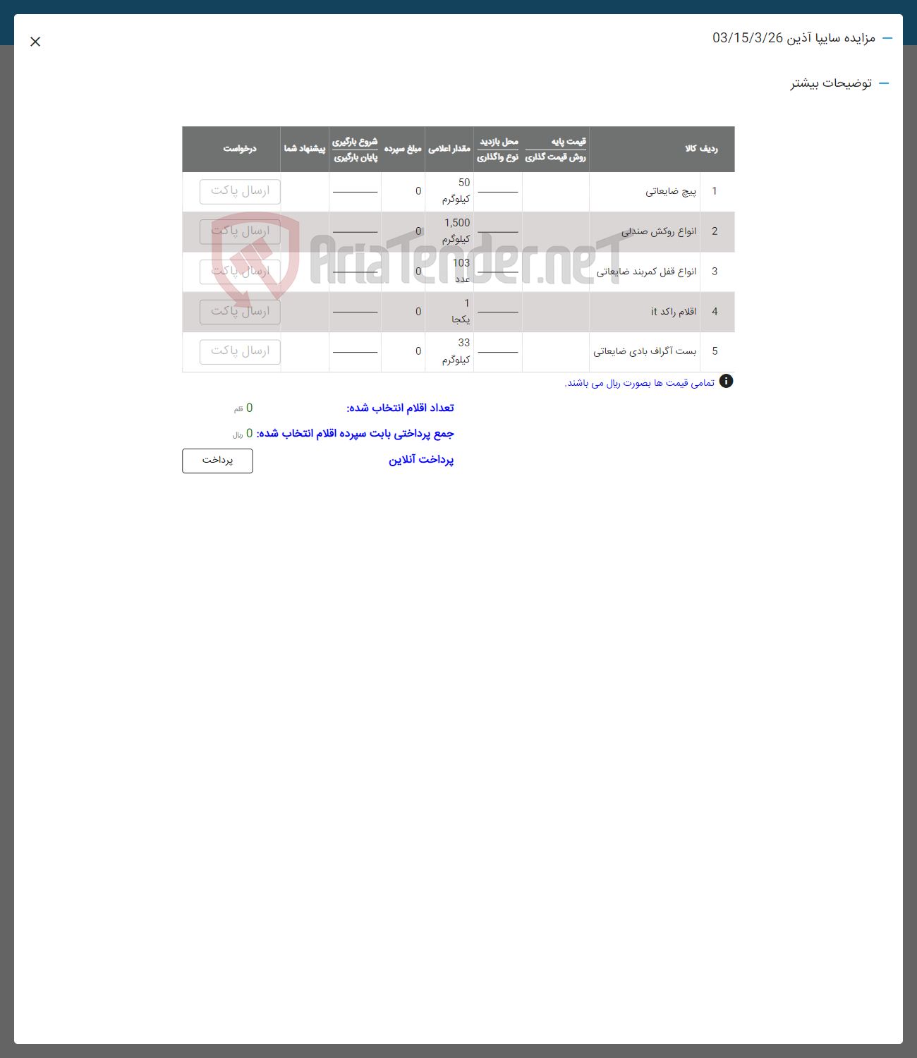 تصویر کوچک آگهی فروش پیج ضایعاتی و انواع روکش صندلی و انواع قفل کمربند ضایعاتی و اقلام راکد و پست اگراف بادی ضایعاتی