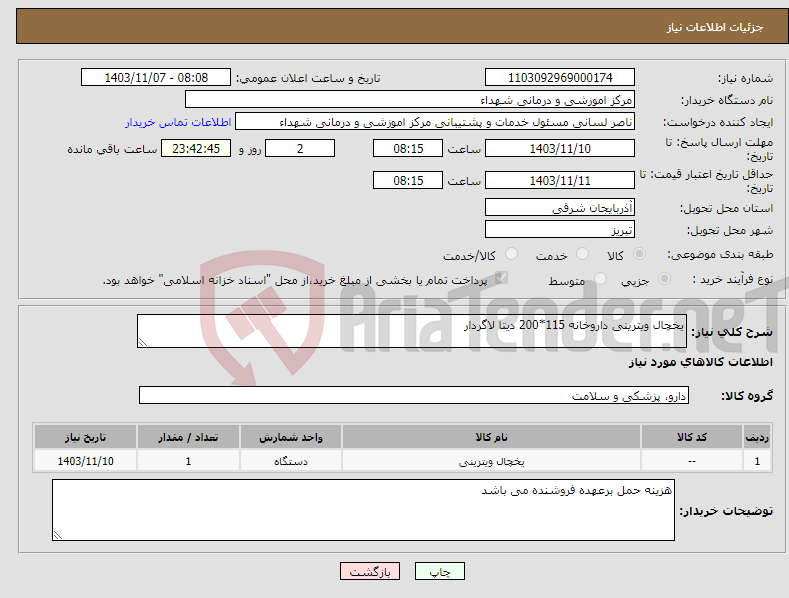 تصویر کوچک آگهی نیاز انتخاب تامین کننده-یخچال ویترینی داروخانه 115*200 دیتا لاگردار
