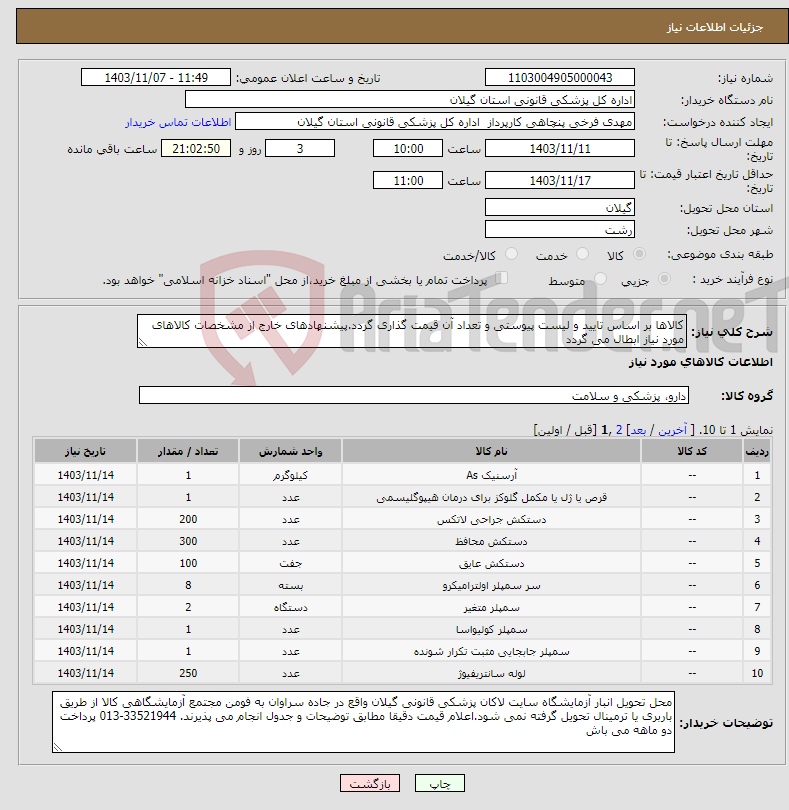 تصویر کوچک آگهی نیاز انتخاب تامین کننده-کالاها بر اساس تایید و لیست پیوستی و تعداد آن قیمت گذاری گردد.پیشنهادهای خارج از مشخصات کالاهای مورد نیاز ابطال می گردد