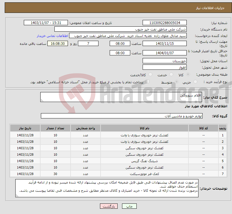 تصویر کوچک آگهی نیاز انتخاب تامین کننده-اقلام سوزوکی