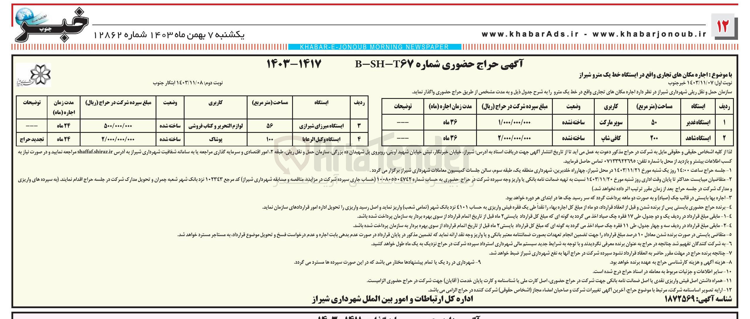 تصویر کوچک آگهی اجاره مکان های تجاری