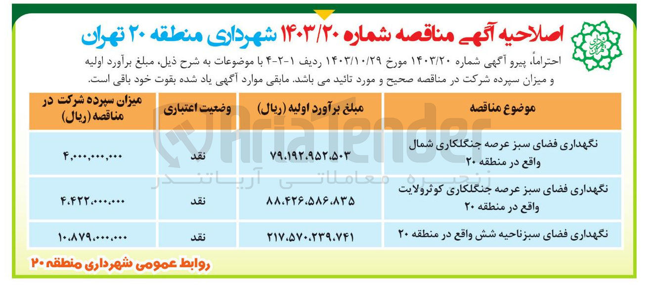 تصویر کوچک آگهی نگهداری فضای سبز عرصه جنگلکاری کوثر ولایت