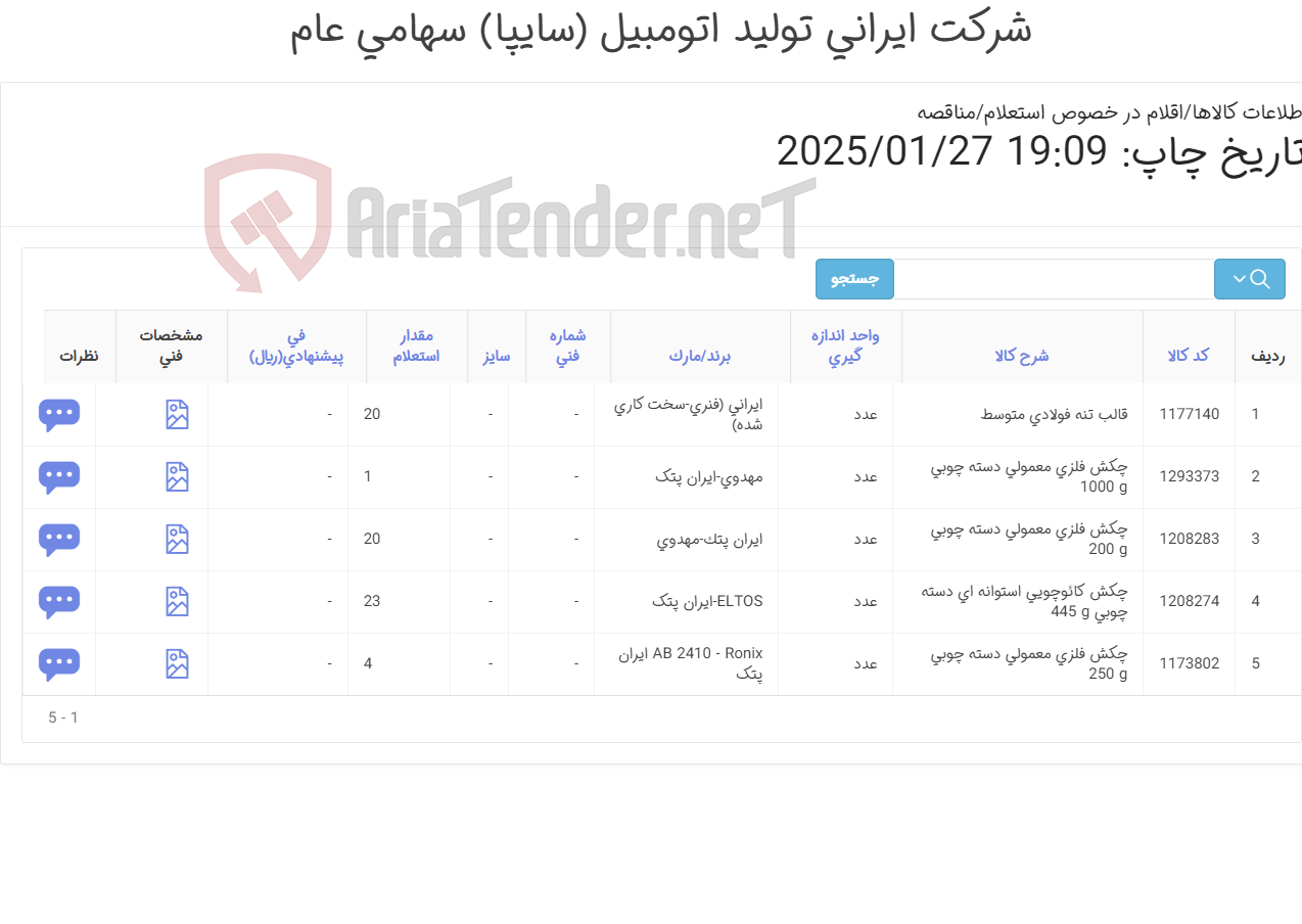 تصویر کوچک آگهی انوراع چکش و قالب تنه