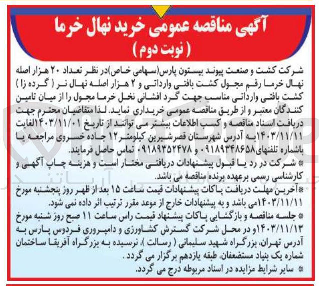 تصویر کوچک آگهی خرید تعداد ۲۰ هزار اصله نهال خرما رقم مجول کشت بافتی وارداتی و ۲ هزار اصله نهال نر ( گرده زا ) کشت بافتی وارداتی مناسب جهت گرد افشانی نخل خرما مجول 