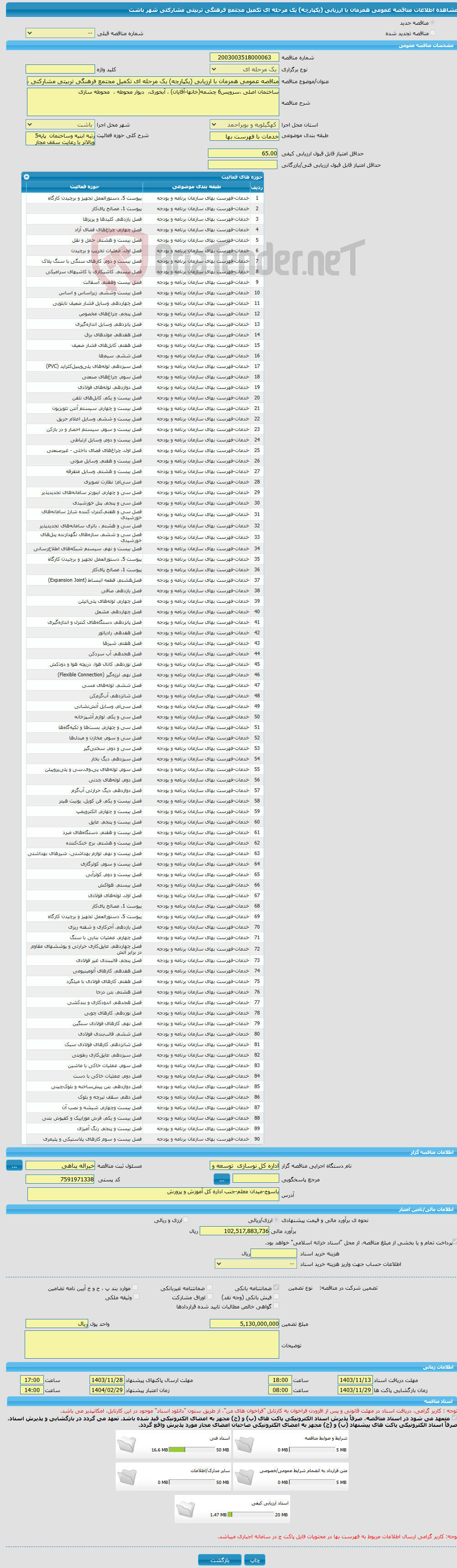 تصویر کوچک آگهی مناقصه عمومی همزمان با ارزیابی (یکپارچه) یک مرحله ای تکمیل مجتمع فرهنگی تربیتی مشارکتی شهر باشت