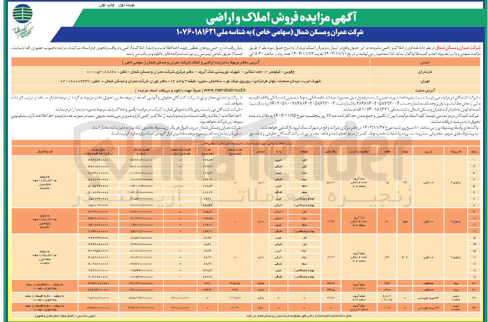 تصویر کوچک آگهی فروش املاک و اراضی در استان مازندران (نمک آبرود) در 23 ردیف با کاربری مسکونی، قامتی توریستی