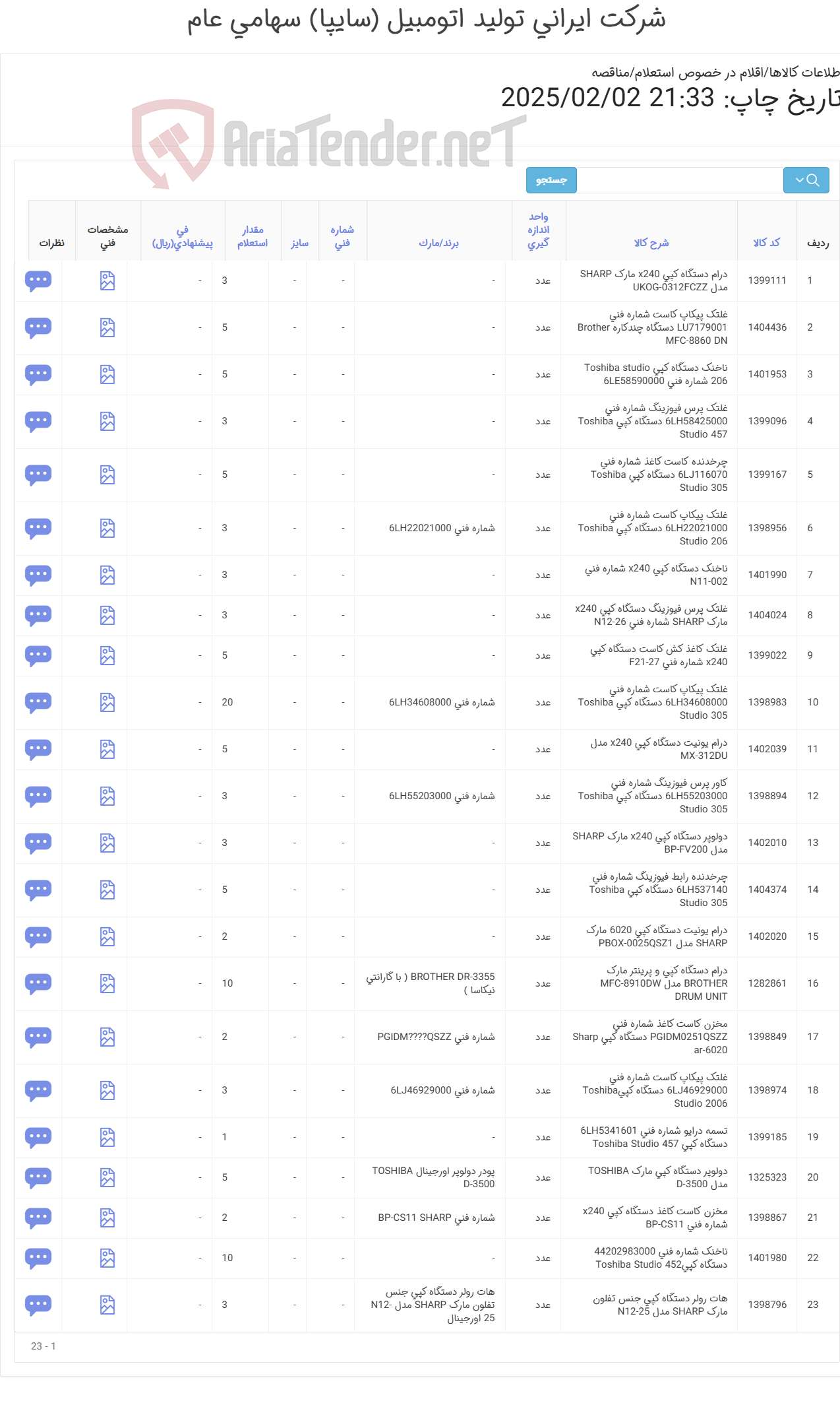 تصویر کوچک آگهی قطعات یدکی ماشین های اداری