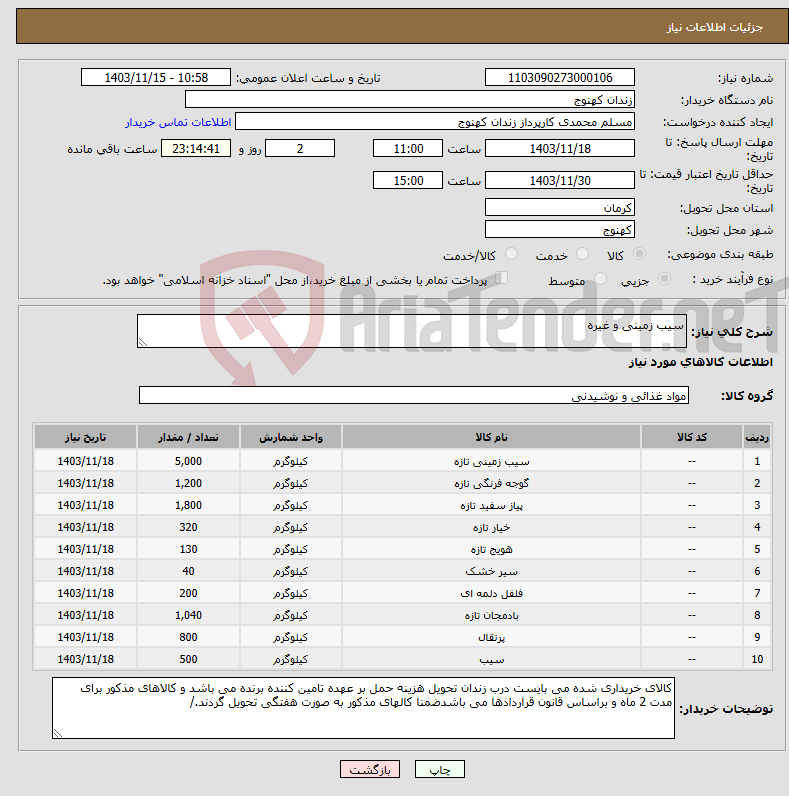 تصویر کوچک آگهی نیاز انتخاب تامین کننده-سیب زمینی و غیره