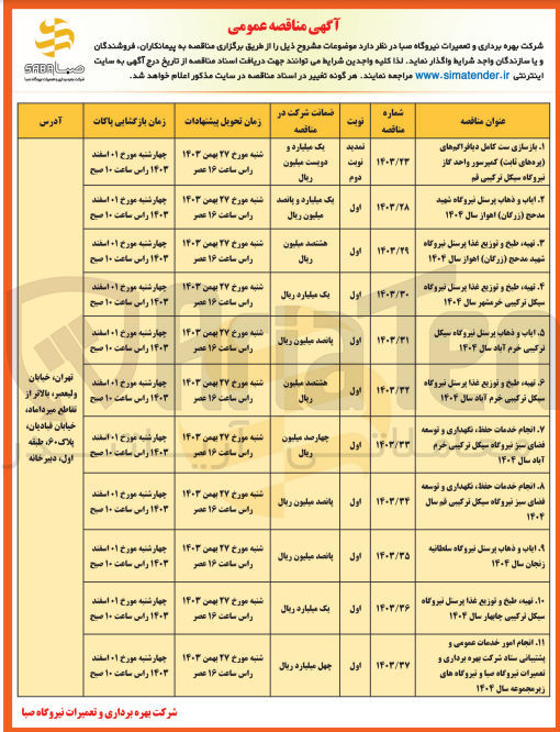 تصویر کوچک آگهی انجام خدمات حفظ ، نگهداری و توسعه فضای سبز نیروگاه سیکل ترکیبی خرم آباد سال ۱۴۰۴ 