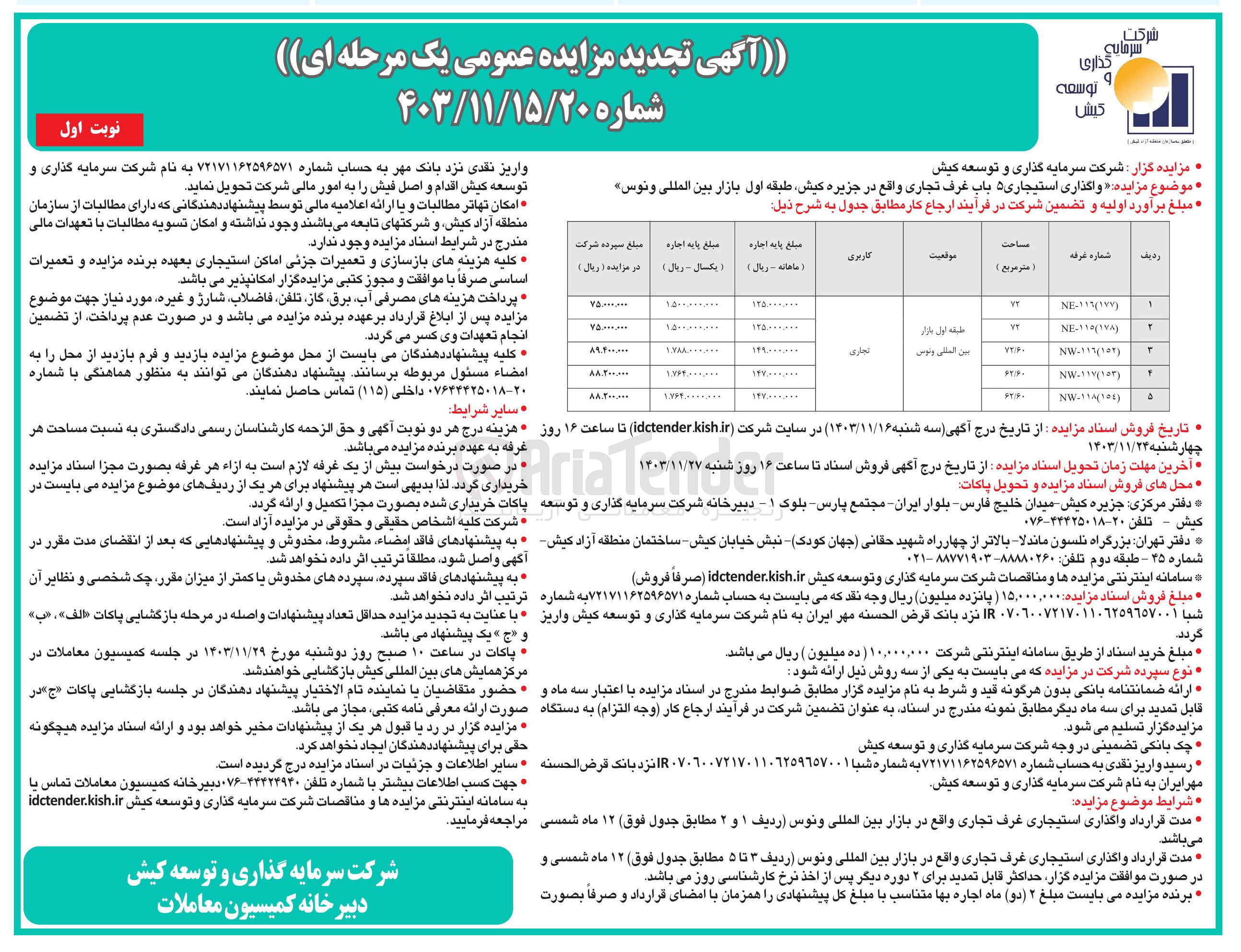 تصویر کوچک آگهی واگذاری استیجاری ۵ باب غرف تجاری 