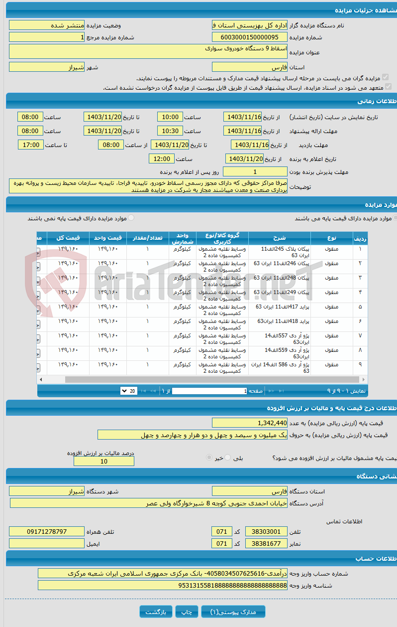 تصویر کوچک آگهی اسقاط 9 دستگاه خودروی سواری