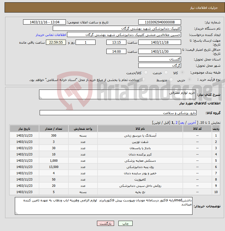 تصویر کوچک آگهی نیاز انتخاب تامین کننده-خرید لوازم مصرفی