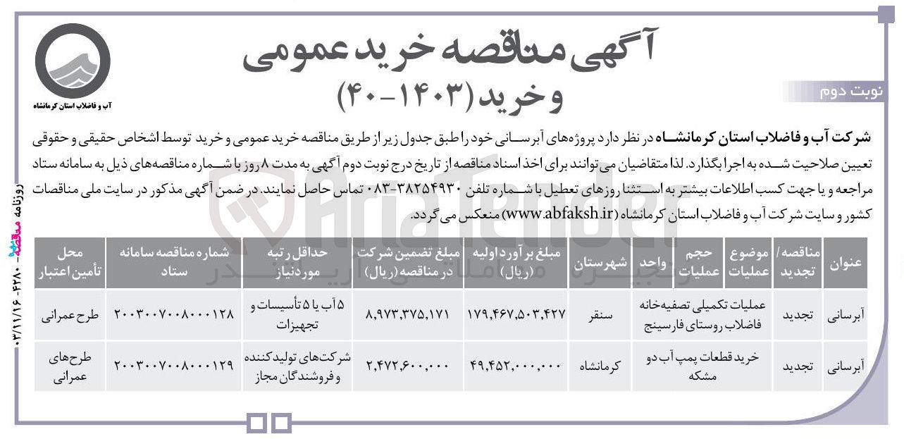 تصویر کوچک آگهی خرید قطعات پمپ آب دو مشکه 