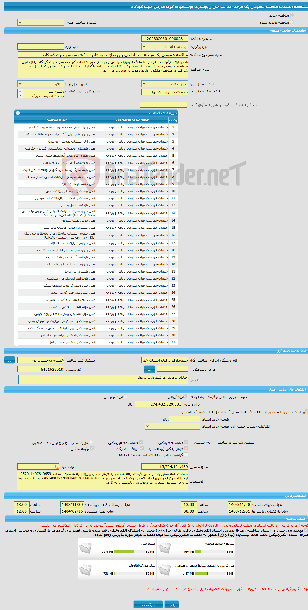 تصویر کوچک آگهی مناقصه عمومی یک مرحله ای طراحی و بهسازی بوستانهای کوی مدرس جهت کودکان