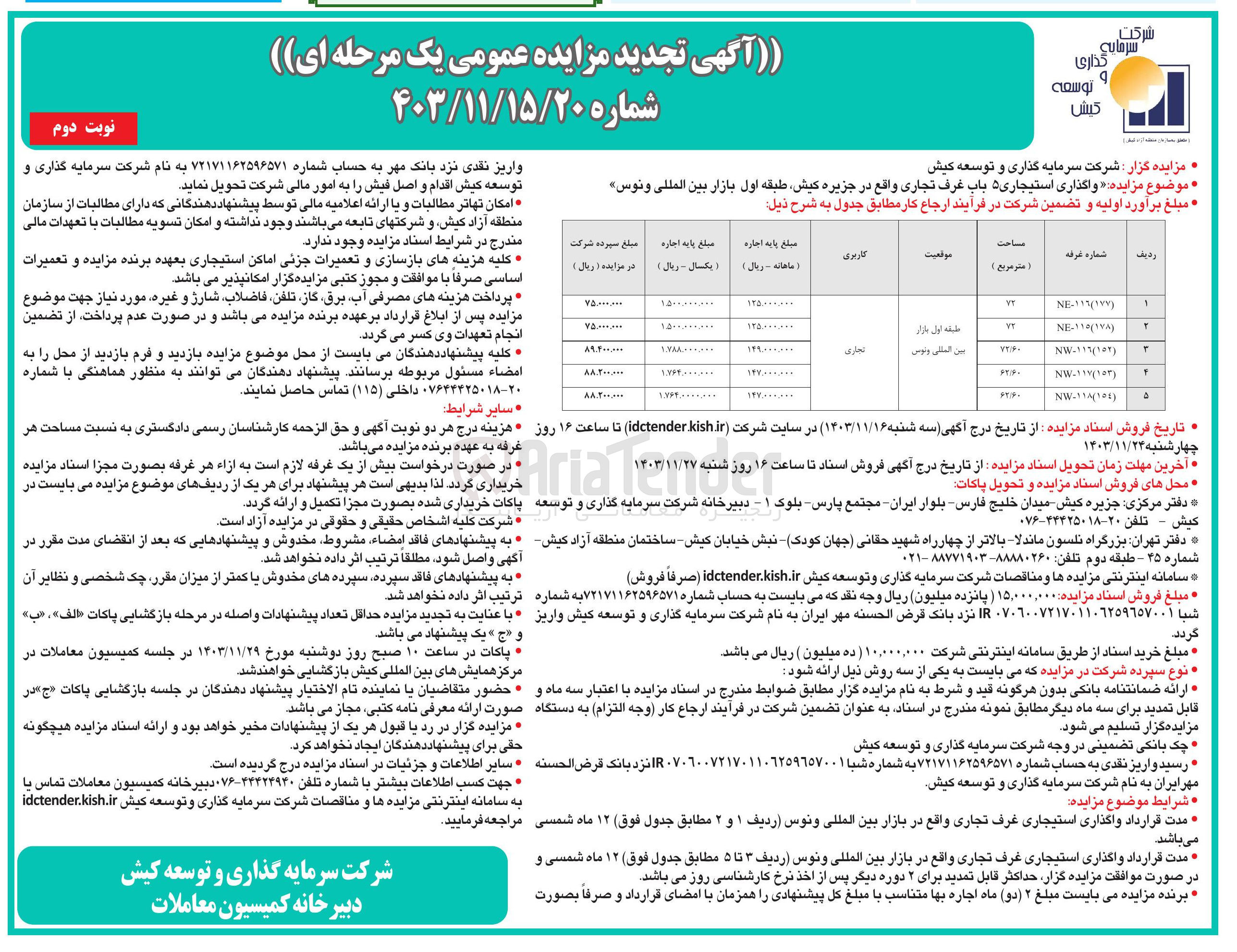 تصویر کوچک آگهی واگذاری استیجاری ۵ باب غرف تجاری