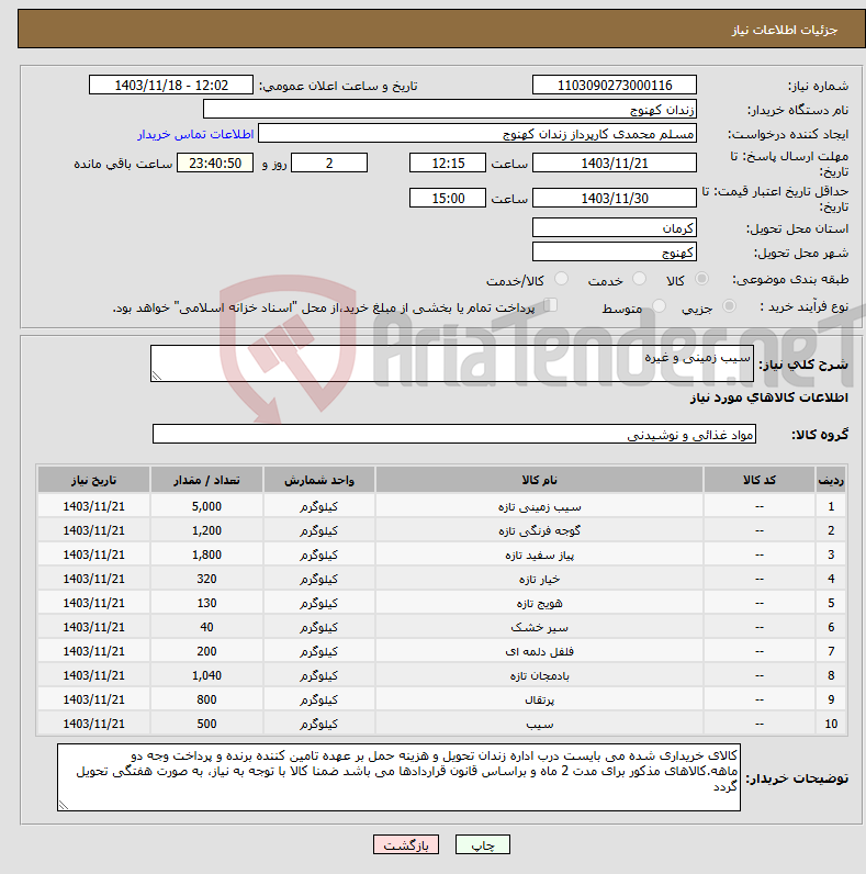 تصویر کوچک آگهی نیاز انتخاب تامین کننده-سیب زمینی و غیره