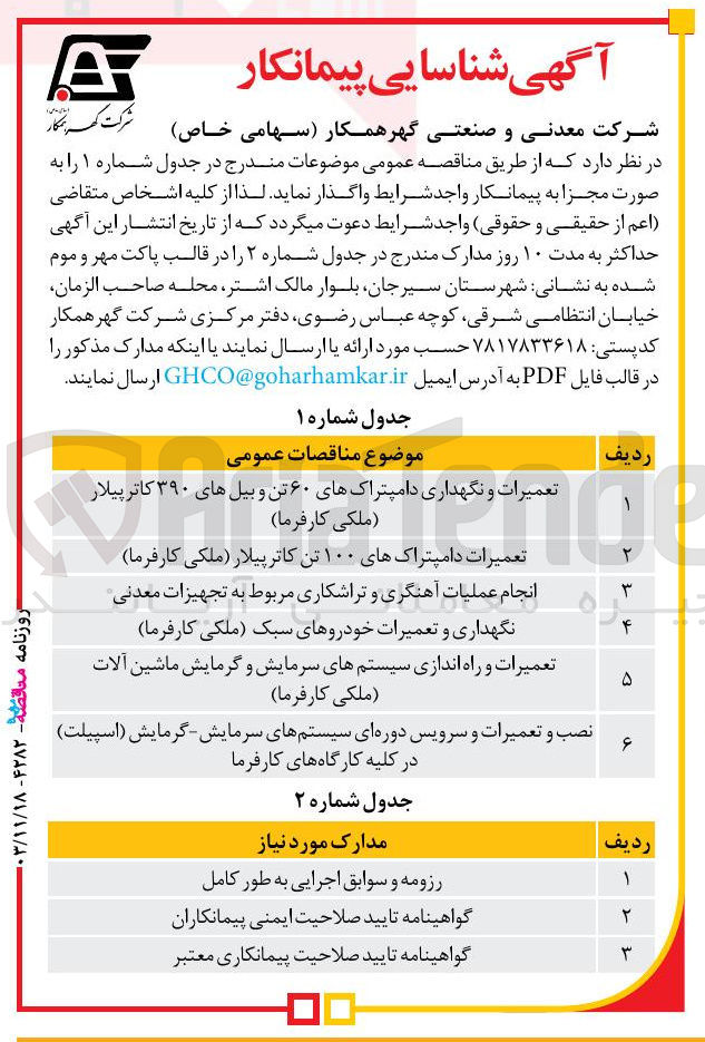 تصویر کوچک آگهی نصب و تعمیرات و سرویس دوره ای سیستم های سرمایش گرمایش ( اسپیلت ) در کلیه کارگاه های کارفرما 
