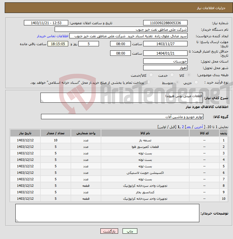 تصویر کوچک آگهی نیاز انتخاب تامین کننده-قطعات مینی بوس هیوندا