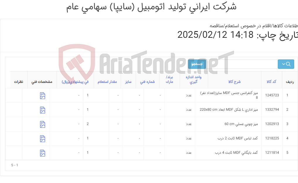 تصویر کوچک آگهی اقلام اداری