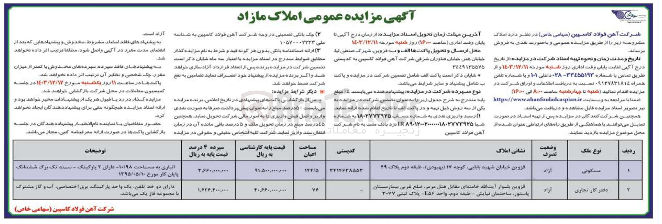 تصویر کوچک آگهی فروش املاک در 2 ردیف با کاربری مسکونی، تجاری