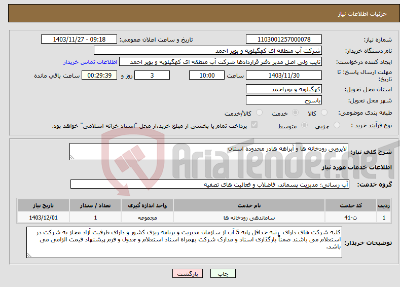 تصویر کوچک آگهی نیاز انتخاب تامین کننده-لایروبی رودخانه ها و آبراهه هادر محدوده استان 