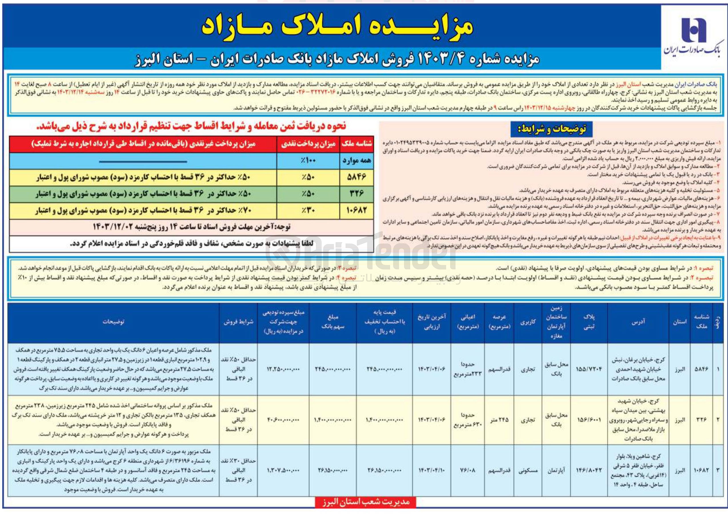 تصویر کوچک آگهی فروش املاک در 3 ردیف با کاربری تجاری و مسکونی