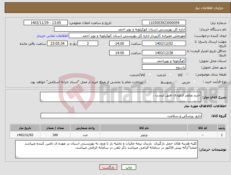 تصویر کوچک آگهی نیاز انتخاب تامین کننده-خرید ویلچر ارتوپدی طبق لیست .