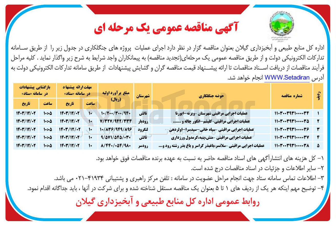 تصویر کوچک آگهی عملیات اجرایی مراقبتی شهرستان - ویزنه - ایورنا 