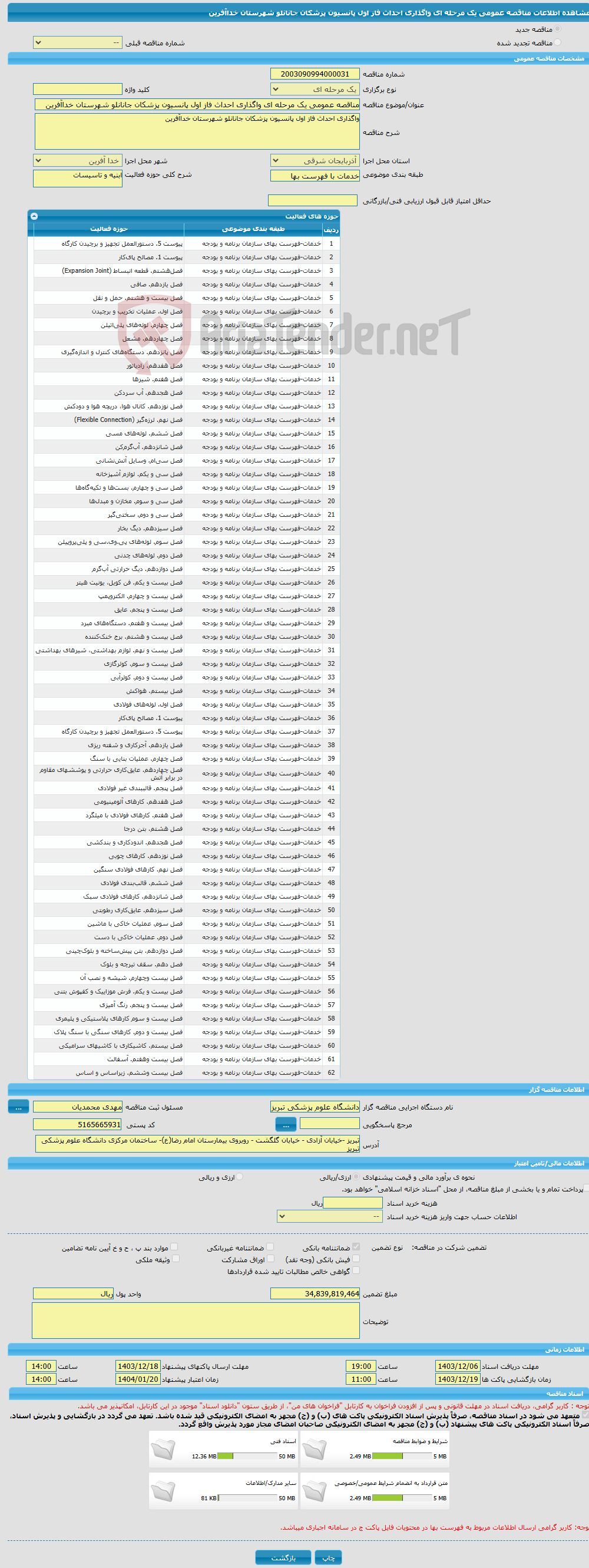 تصویر کوچک آگهی مناقصه عمومی یک مرحله ای واگذاری احداث فاز اول پانسیون پزشکان جانانلو شهرستان خداآفرین