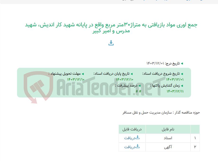 تصویر کوچک آگهی جمع اوری مواد بازیافتی به متراژ30متر مربع واقع در پایانه شهید کار اندیش، شهید مدرس و امیر کبیر