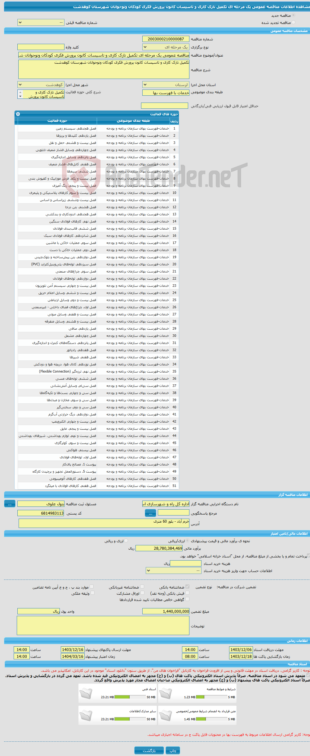 تصویر کوچک آگهی مناقصه عمومی یک مرحله ای تکمیل نازک کاری و تاسیسات کانون پرورش فکری کودکان ونوجوانان شهرستان کوهدشت