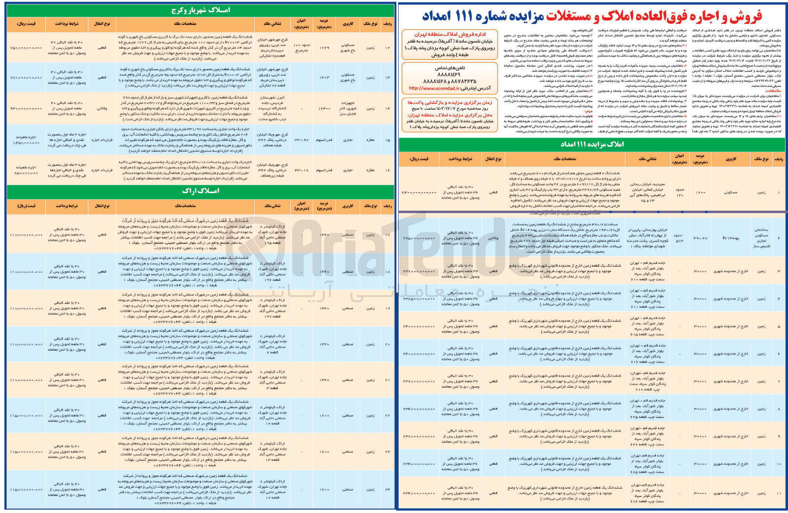 تصویر کوچک آگهی فروش و اجاره املاک در 24 ردیف با کاربری مسکونی، تجاری، باغ شهری، صنعتی