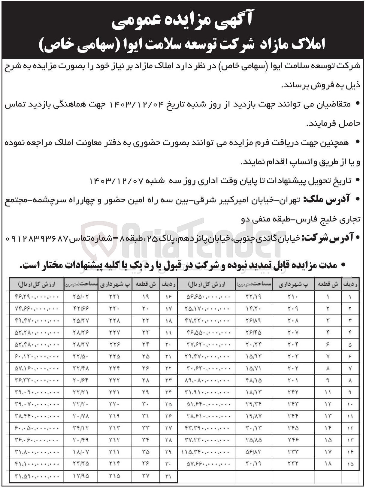 تصویر کوچک آگهی فروش املاک در 31 ردیف